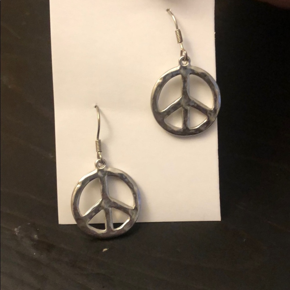 Silver Peace Sign Earrings